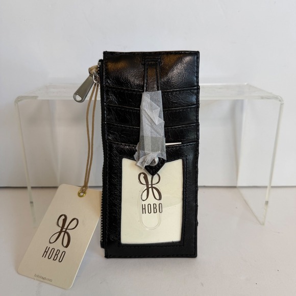HOBO Handbags - New HOBO Linn Black Genuine Leather ID Card Wallet Zip Coin Pouch NWT